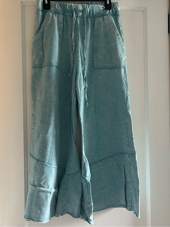 Zenana Outfitters Pants - Women’s Wide-Leg Drawstring Pants in Light Teal